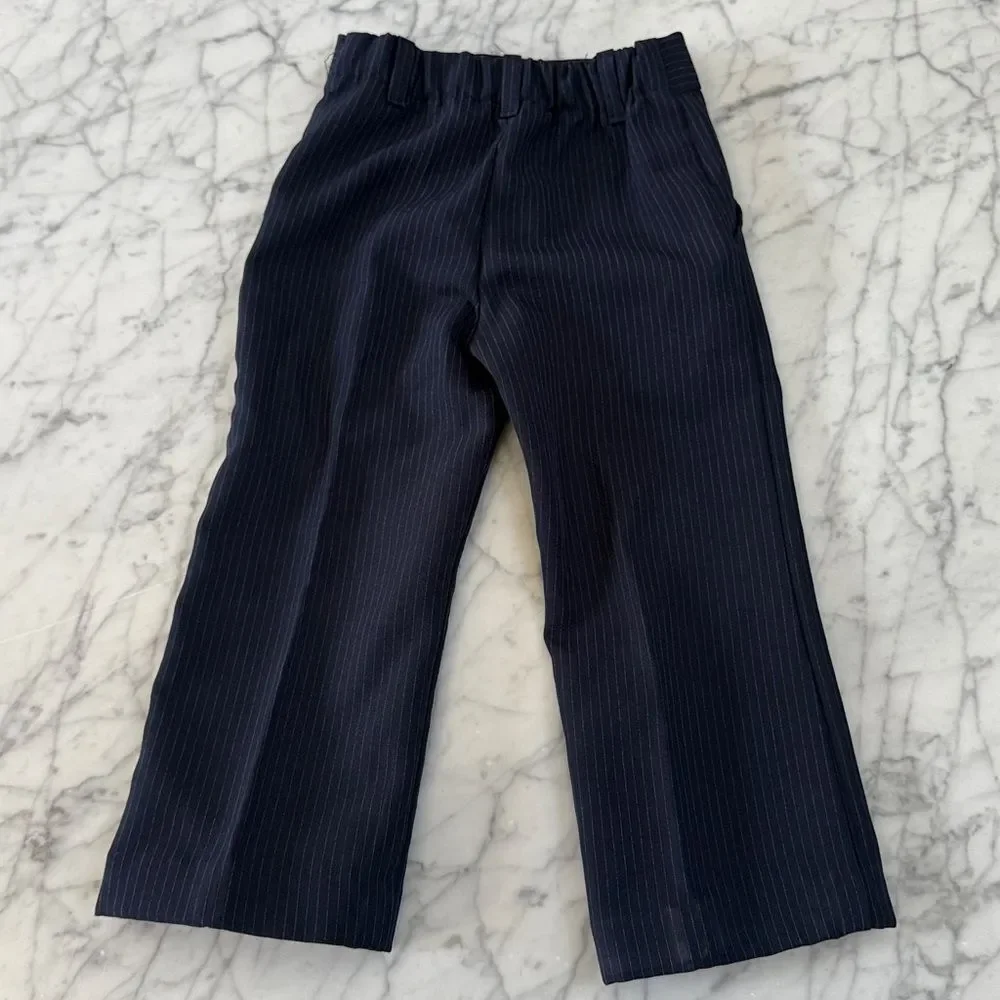 Boys Vintage Navy Pin Striped Dress Pants‎ 3/4Y